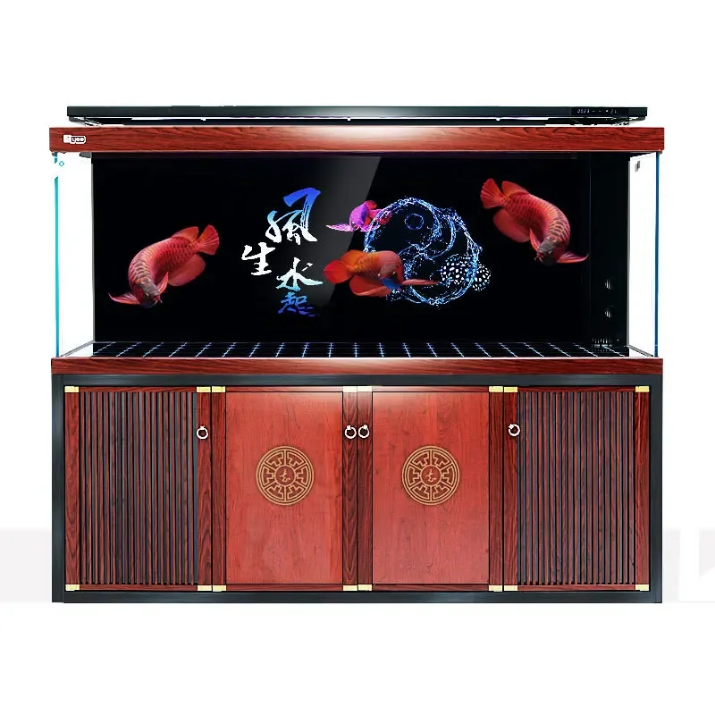 

P Fish tank large floor-to-ceiling ultra-white glass aquarium screen bottom filter dragon fish tank free of water change
