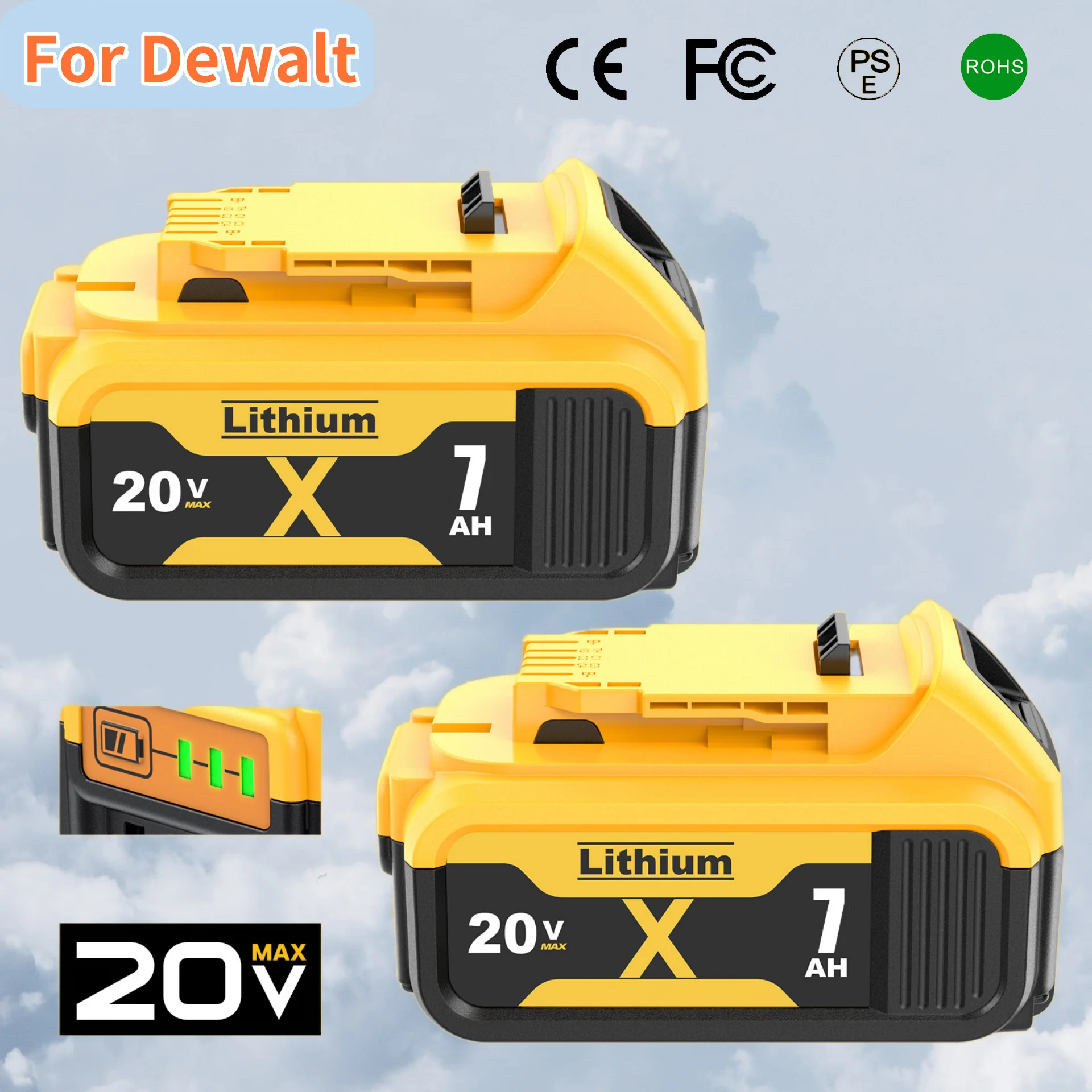 

Для Dewalt 20 В 7000 мАч DCB200 аккумулятор MAX литиевый DCB206 DCB207 DCB204 DCB203 DCB200-2 литиевые аккумуляторы для инструментов