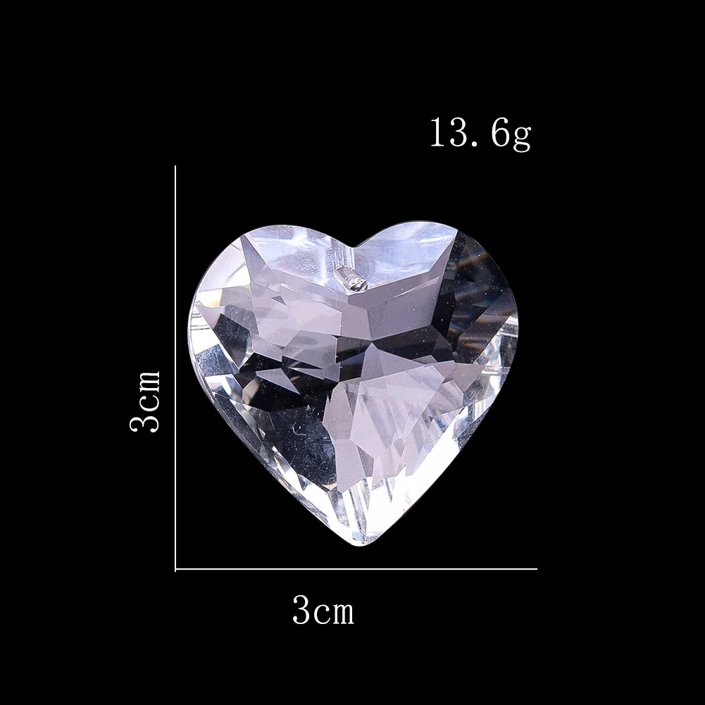 Transparent Heart Crystal Prism Sun Catcher Hanging Ornament Living Room Decoration Pendant Chandelier Parts DIY Wedding Gift