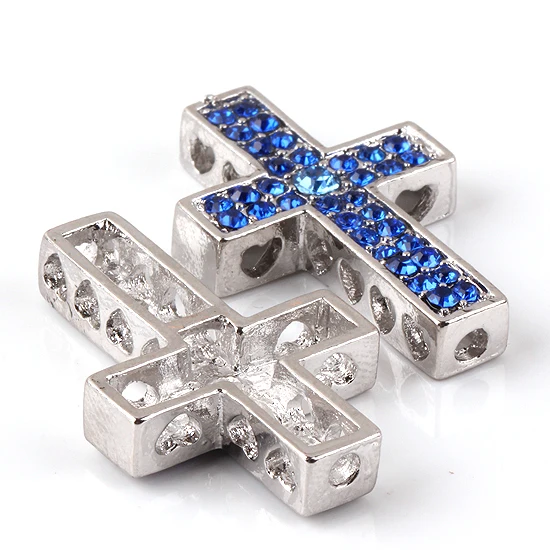 4pcs Clear Rhinestone Gold Color Alloy Cross Loose Beads Connector Jewelry Accessories Findings For Makings DIY 33x21mm