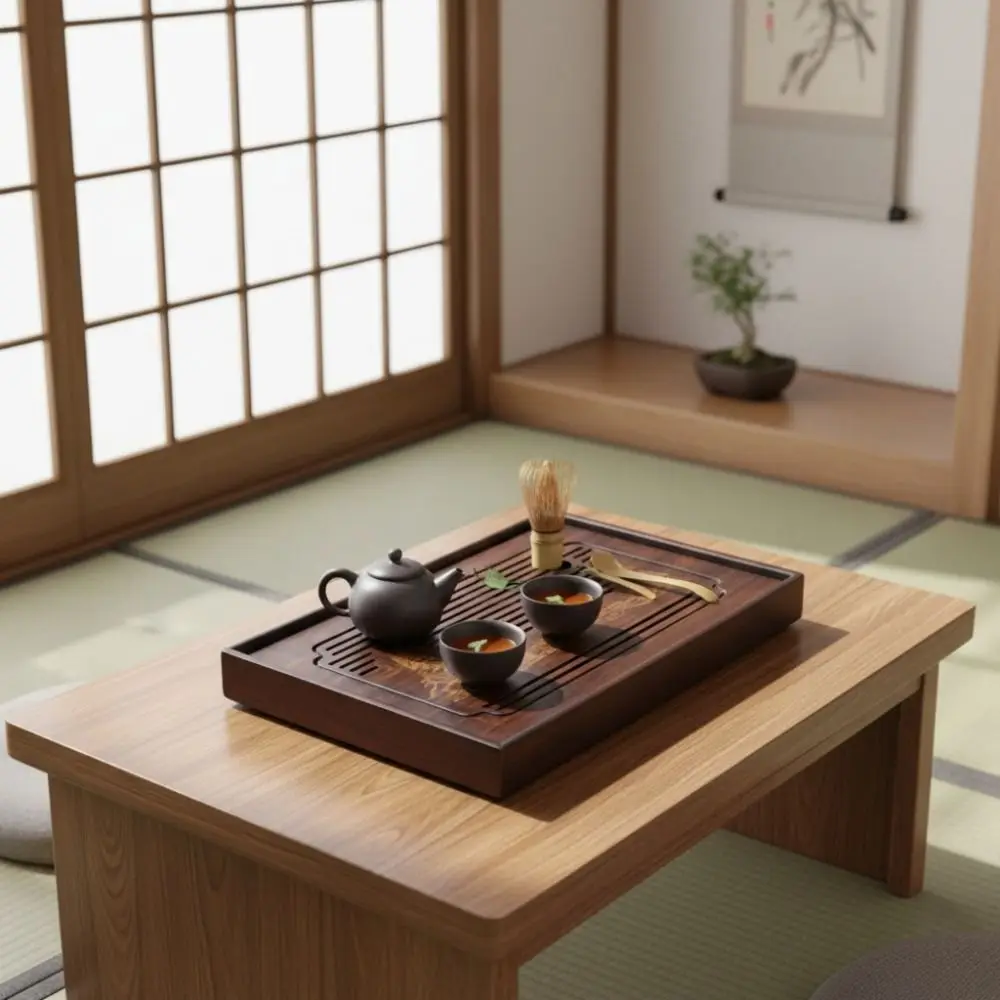 Bamboo Chinese Kungfu Tea Tray Engrave Pattern Vintage Tea Serving Tray Water Storage Tray Detachable Tea Drainage Board Gift