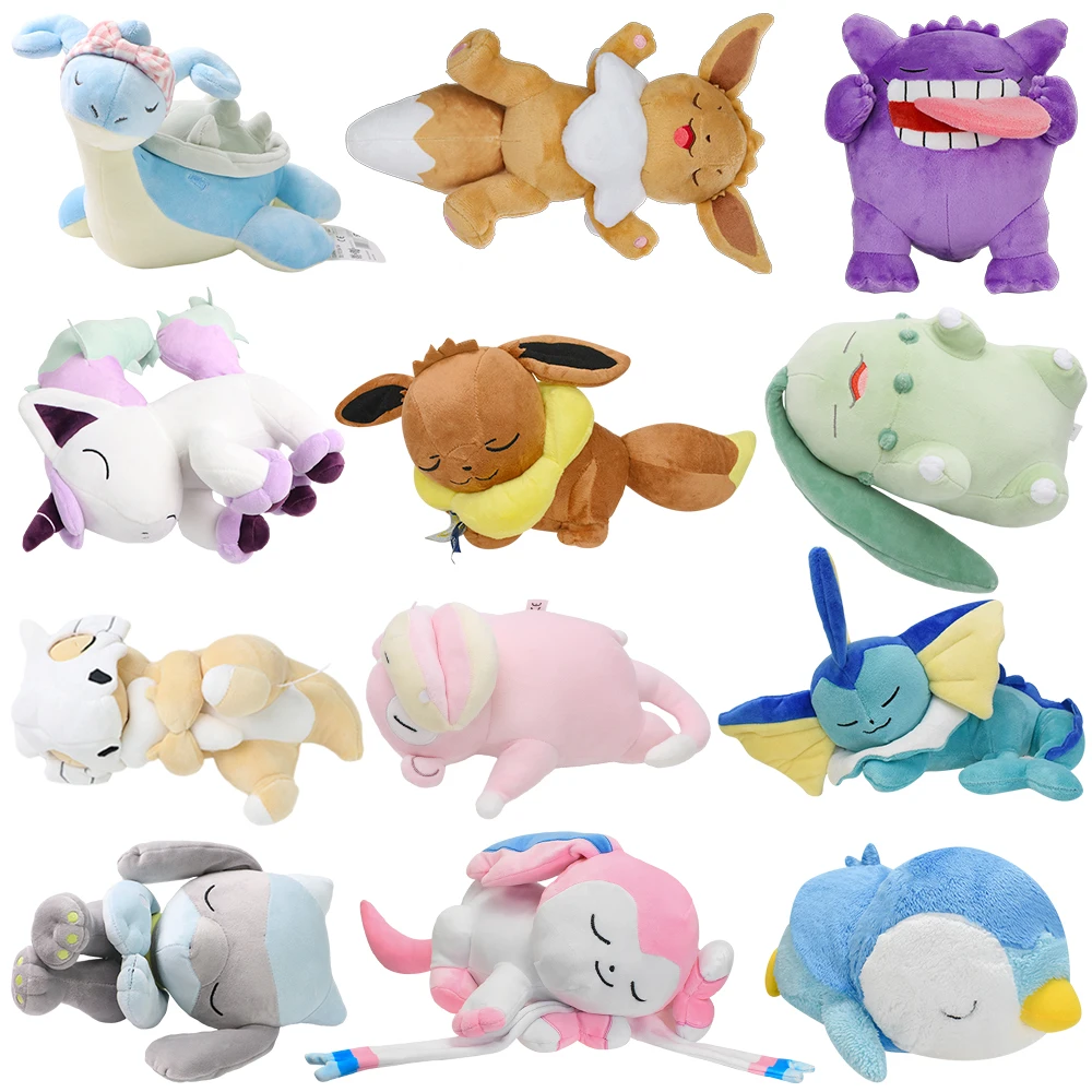 

New Gengar Eevee Pokemon Sleep Plush Doll Cubone Chikorita Lucario Slowpoke Galarian Ponyta Sleeping Soft Cute Stuffed Toy Gift