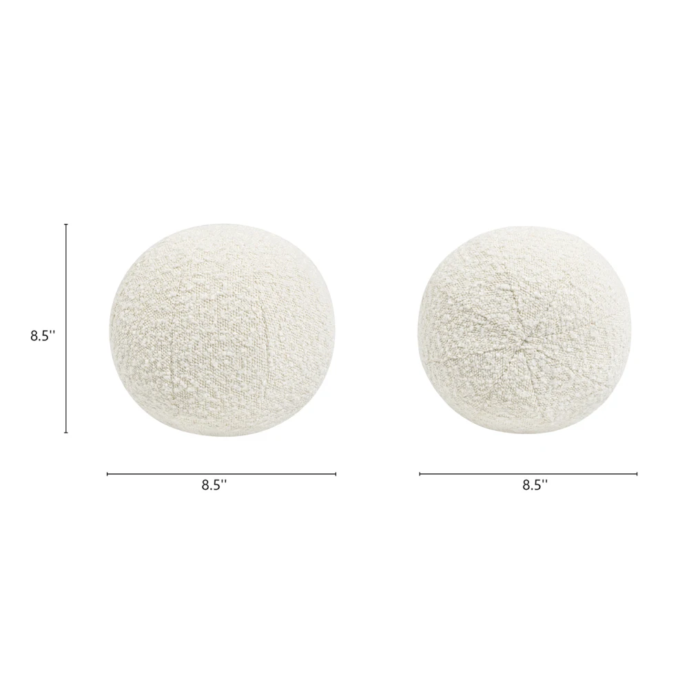 12-inch Round, Ivory-white Fleece Pom-pom Throw Pillow, Made of Premium Fleece and Polyester Fabric, Easy To Care for, Durable, and Perfectly Complements Various Interior Styles.