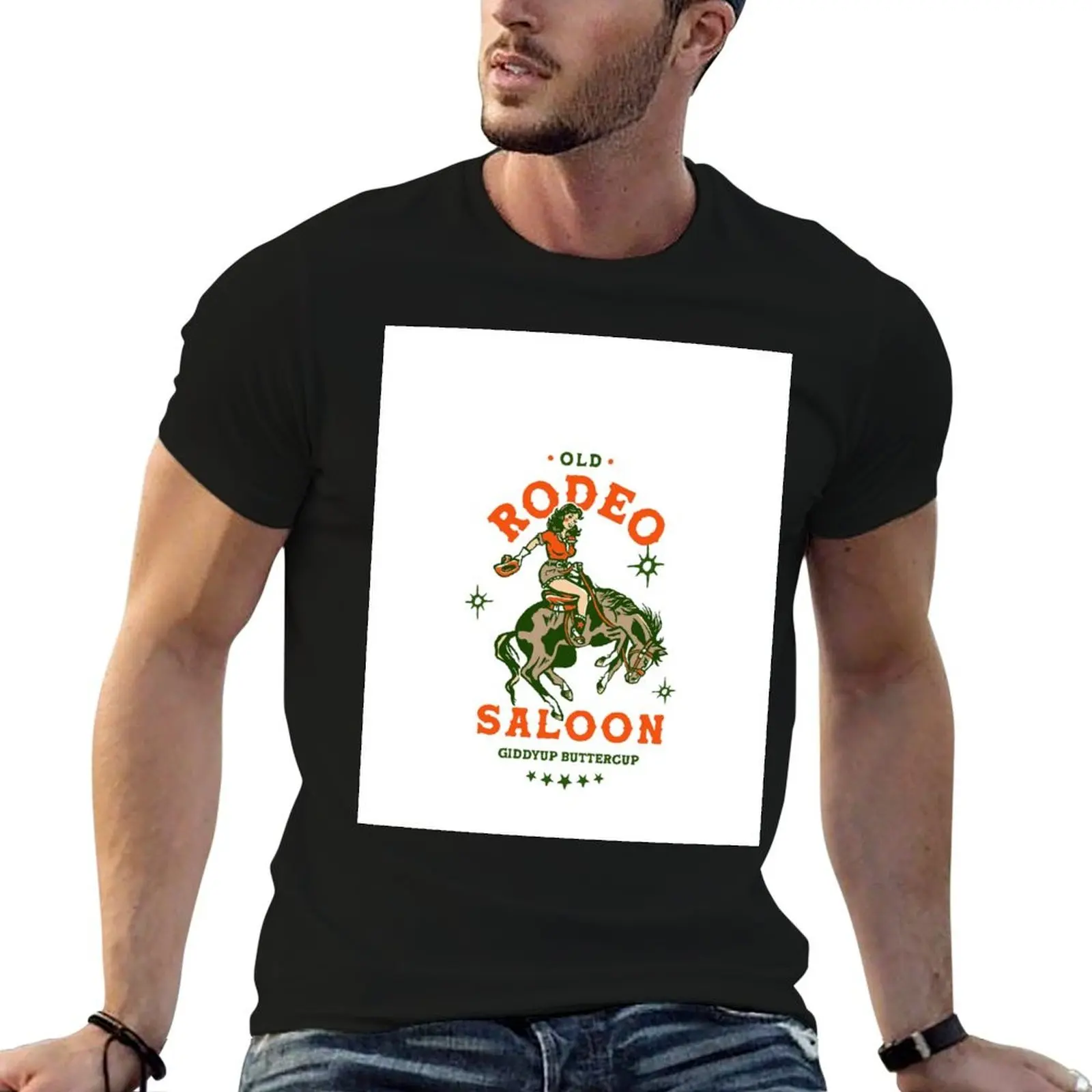 

Old Rodeo Saloon: Giddyup Buttercup. Vintage Cowgirl Pinup T-Shirt t shirts for man graphic tees T-Shirt