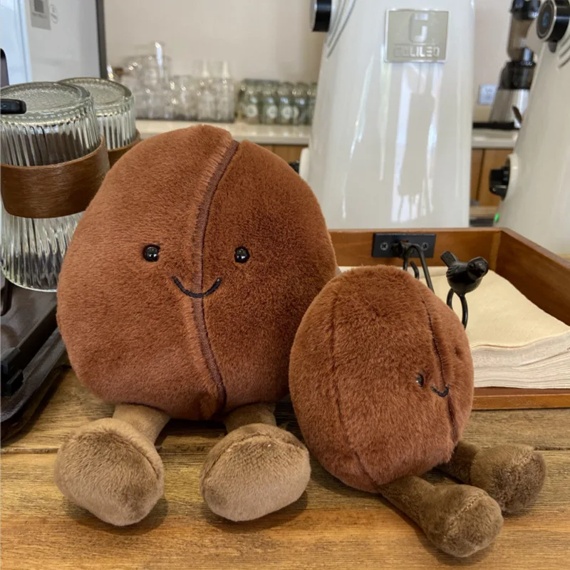 Amuseable Coffee Bean Plush Toy Cute Soft Stuffed Animal for Coffee Lovers Fans Gift