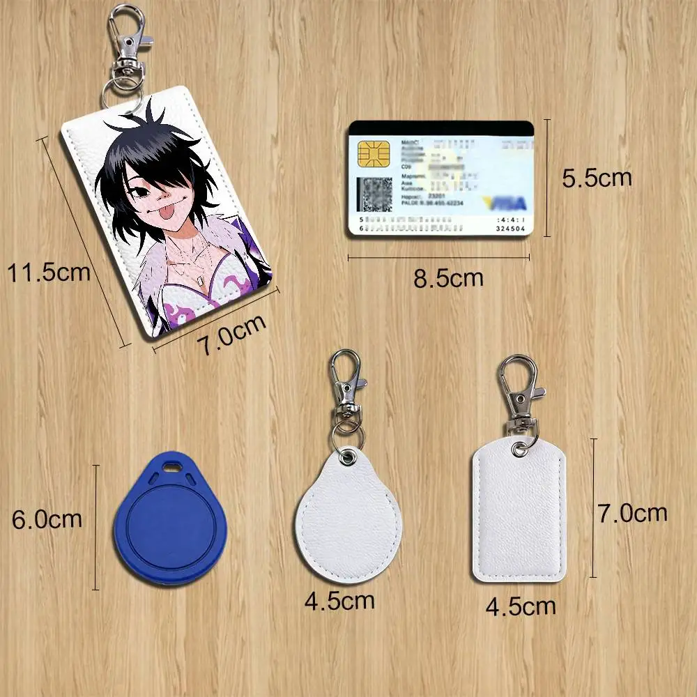 Noodle Murdoc Niccals Gorillaz Rectangle ID Card Case Keychain Access Card Bag Key Tag Ring Leather Card Holder Key Ring Access