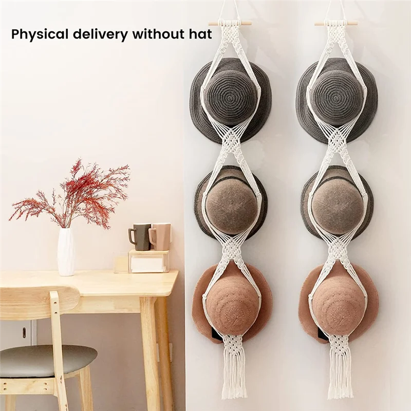 

AB09-Wall Hat Rack For Hanger Wall Display, Bohe Mia Hat Holder For Organizer Storage Decorative Wide Brim Cap - 2Pack