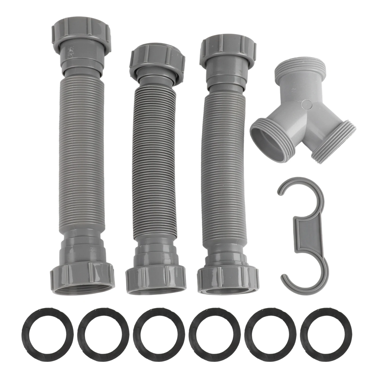 

Adjustable Double Sink Drain Kit Flexible 1-1/2&1-1/4 Inch P Trap Sink Drain Strainer Hose Kitchen Sink Three Way Drainage Pipe