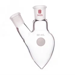 SYNTHWARE Two necked heart-shaped flask, Pear shaped flask, Capacity 5mL 10mL 15mL 25mL 50mL, Borosilicate glass, F34