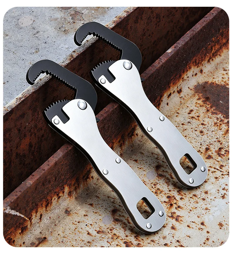 2 in 1 Micro Stubby Wrench for Tight Spaces - Self Adjusting Pipe Vise Tool, Universal Adjustable Mini Spanner Repair Hand Tool