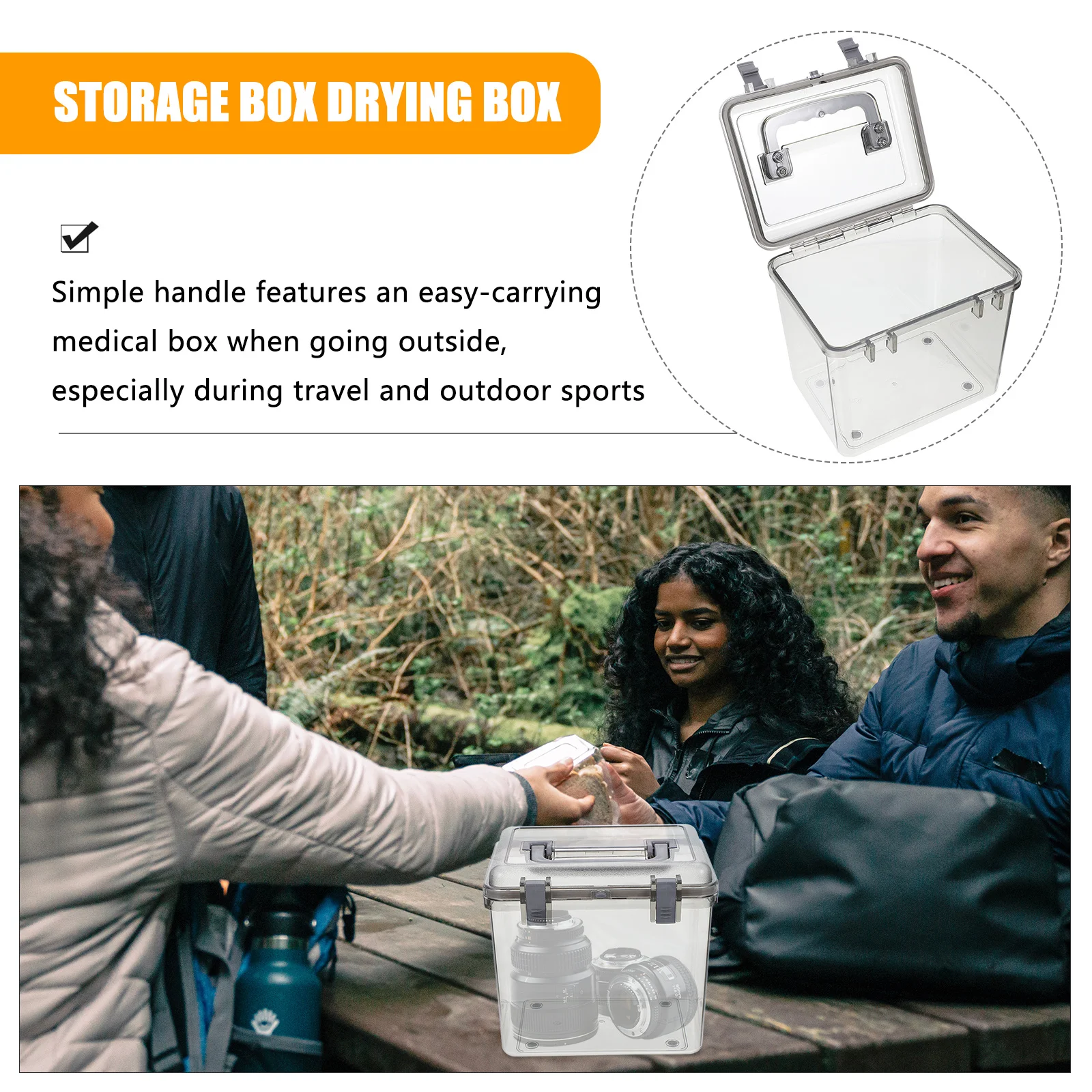 Lente da câmera caixa de armazenamento à prova de umidade portátil grande capacidade caso portátil para viagens ao ar livre medicina doméstica diversos