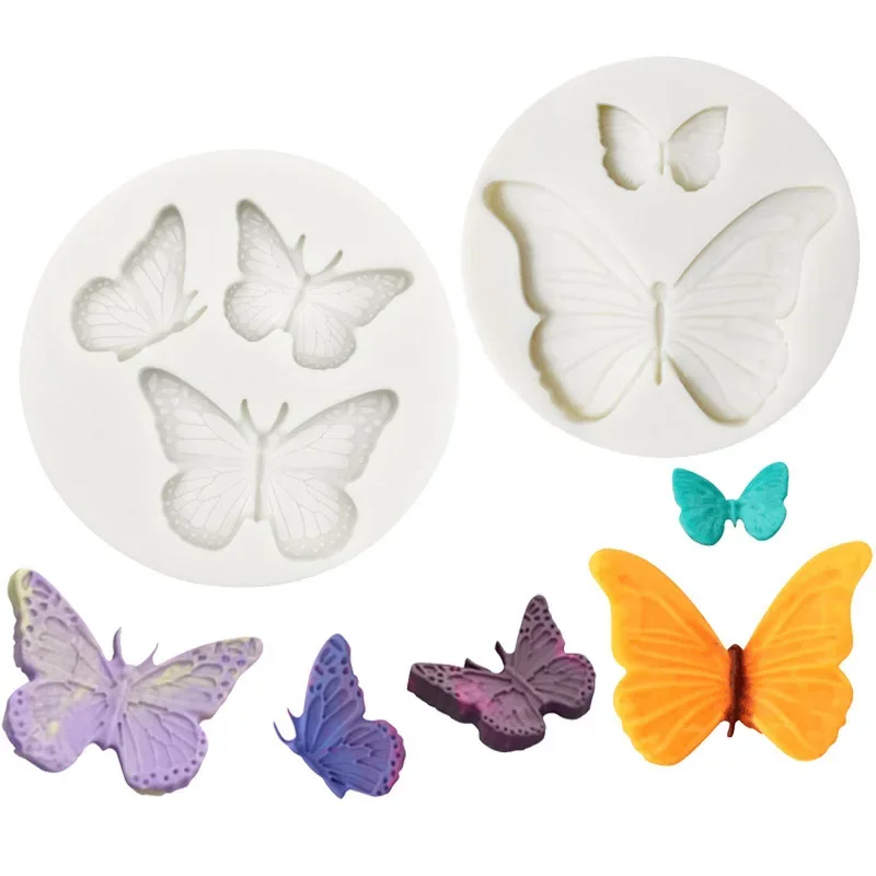 DIY Handmade Clay Sculpture Molds 3D Simulation Butterfly Silicone Molds Dripping Glue Clay Gypsum Mold Fondant Cake Decor