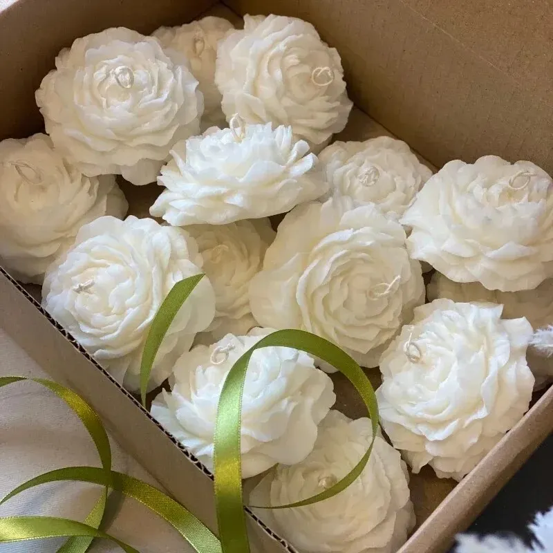 ثلاثية الأبعاد الفاوانيا شمعة قالب من السيليكون لتقوم بها بنفسك الإغاثة زهرة الصابون الراتنج الجص قالب ديكور المنزل كعكة بالشيكولاتة الجليد الخبز صنع أداة الهدايا #5