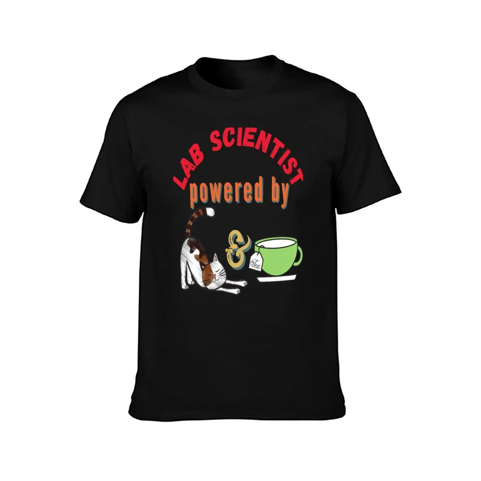 LAB SCIENTIST POWERED BY CATS AND TEA FUNNY MEDICAL LABORATORY SCIENTIST T-Shirt Breathable Mesh Panel T-Shirt