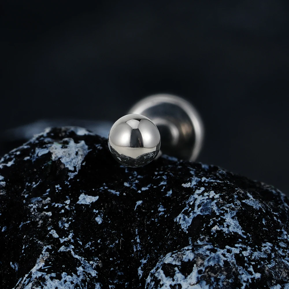 Right Grand 18G/16G ASTM F136 Titanium 2/2.5/3mm Ball Threadless Push Pin Labret Stud Earring Nose Tragus Cartilage Conch Forward Helix Studs Flat back Earlobe Piercing Body Jewelry