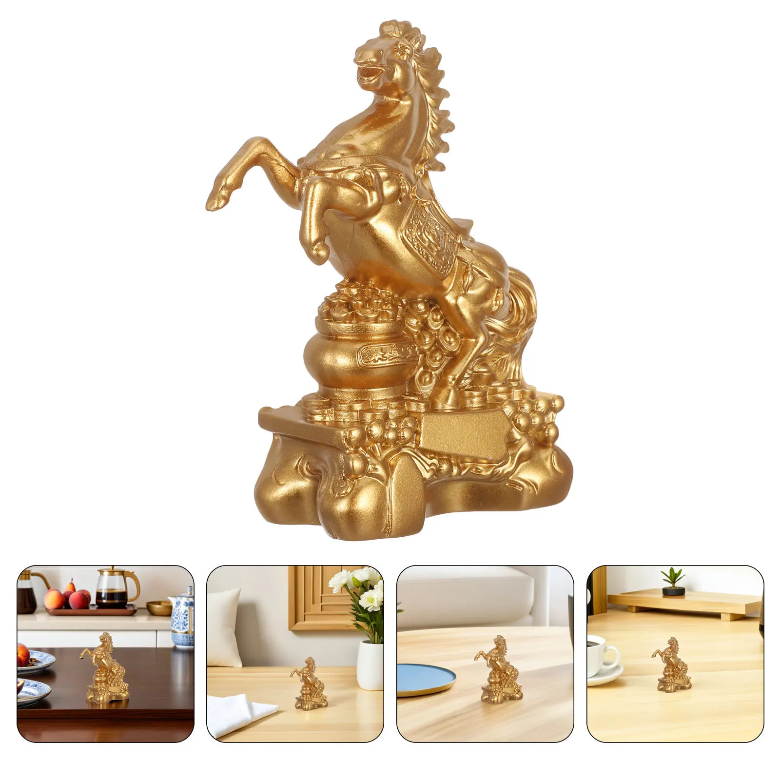 

Vintage Style Standing Horse Statue Handmade PVC Zodiac Sculpture for Living Room Tabletop Decor Lucky Feng Shui Animal