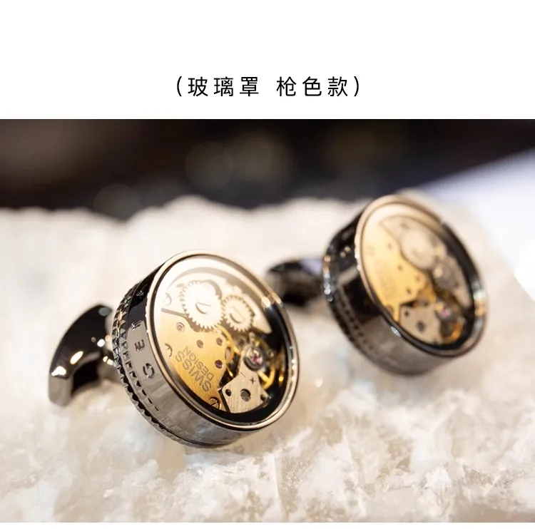 Y Yongdong لف حركة توربيون الراقية الرجال الأصفاد الفاخرة الخفيفة قميص مخصص دعوى الأكمام ترصيع