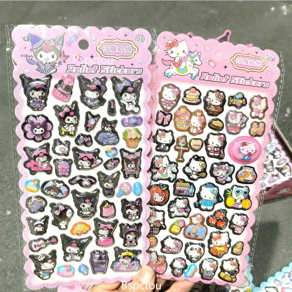 8 stücke Kawaii Sanrio Stereoskopischen 3D Relief Aufkleber Cartoon Cinnamoroll Kuromi Aufkleber DIY Laptop Telefon Sammelalbum Nette Aufkleber Spielzeug