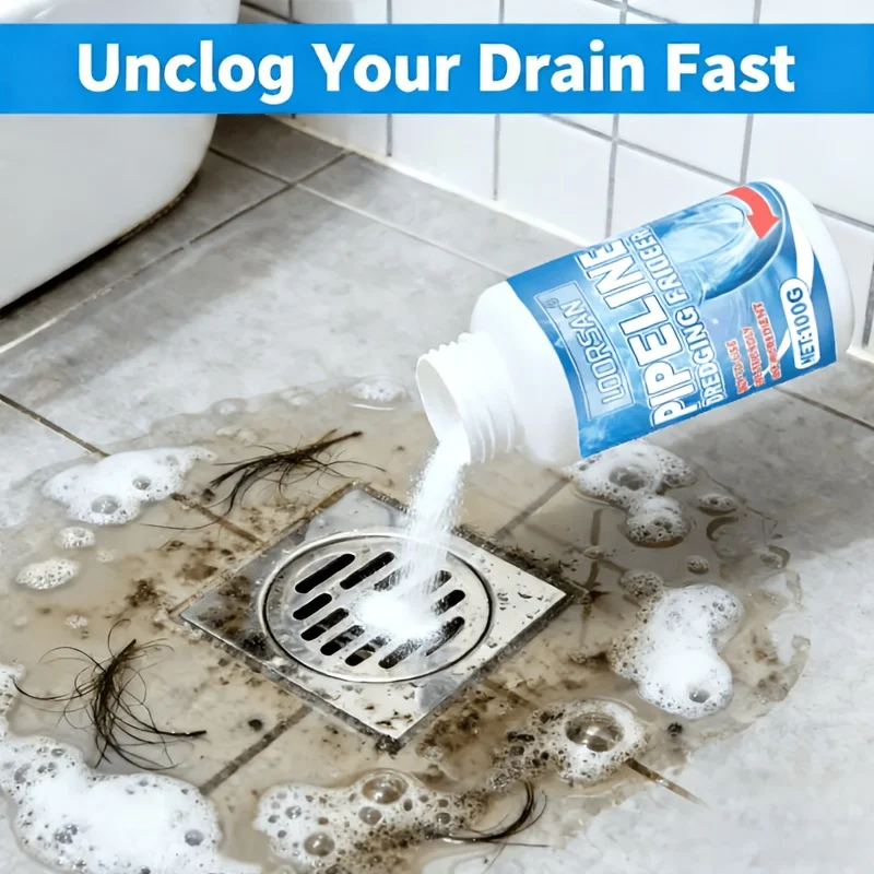 Loorsan Drain Cleaner Powder Fast Hair Grease Dissolver For Toilet Bathroom Sink Kitchen Pipes Odor Control