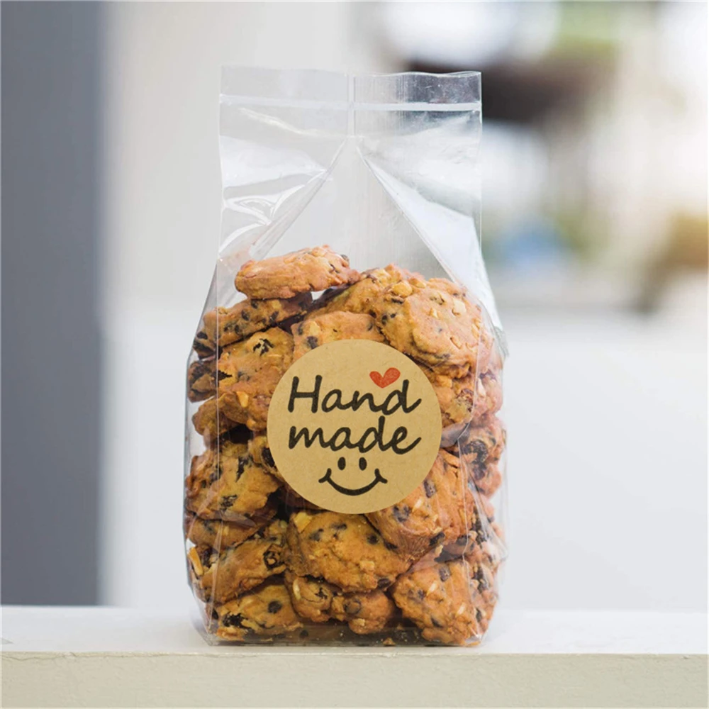 500pcs Round Natural Kraft Handmade Stickers Scrapbooking for Package Adhesive Label Thank You Sticker Sealing Labels Stationery