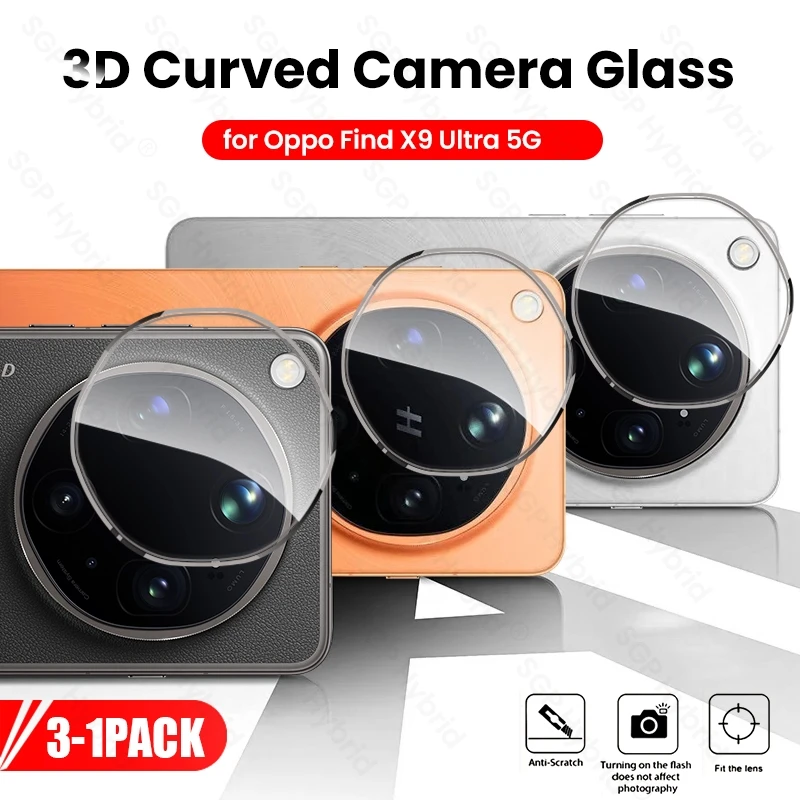 3-1Pcs 3D Clear Tempered Glass Curved Camera Protectors for Oppo Find X9 Ultra 5G HD Lens Film Opo Orro Find X9Ultra FindX9Ultra