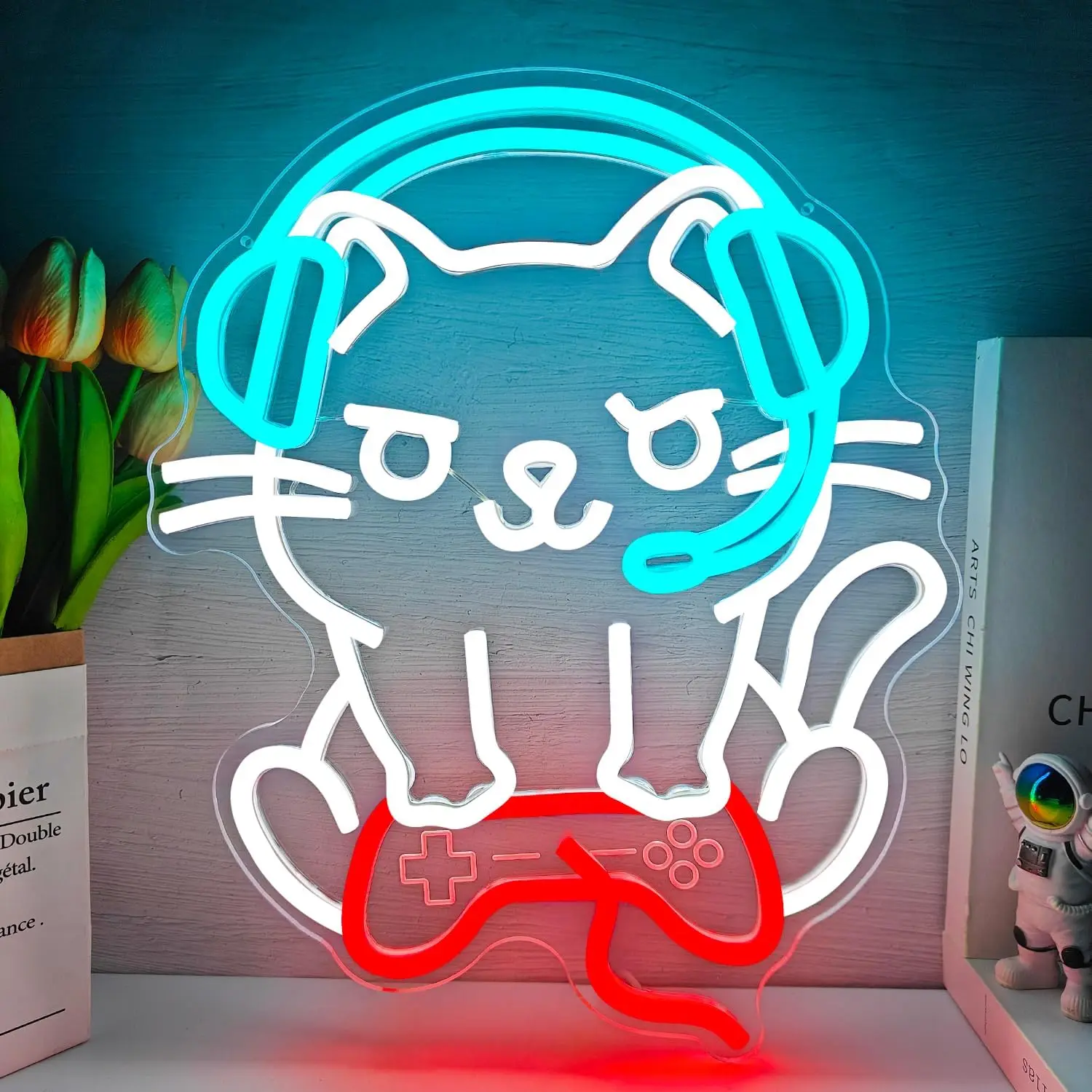 Cat Gaming Neon Sign USB Powered LED Neon Light for Bar Club