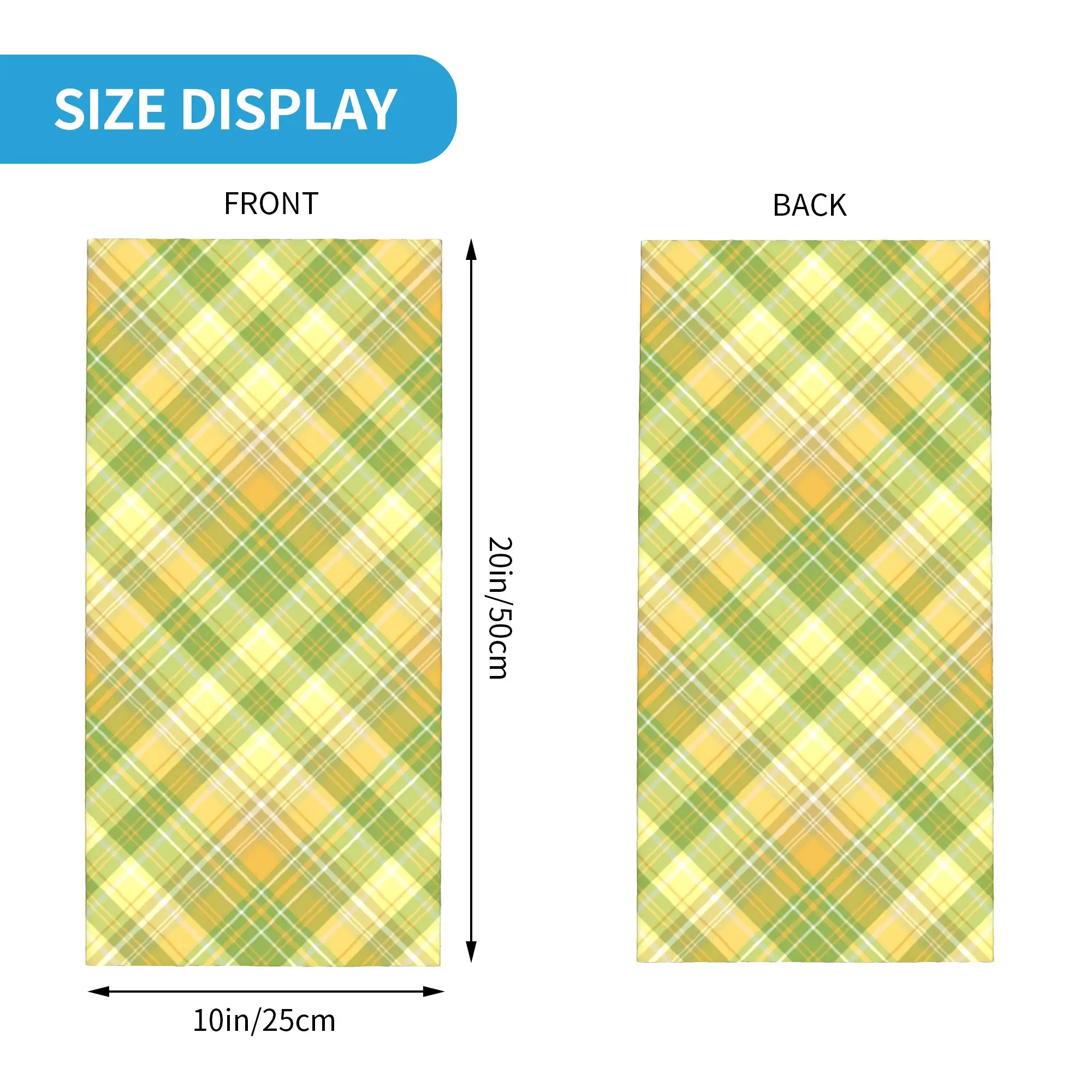 Yellow And Green Plaid Design Bandana Neck Cover Printed Mask Scarf Balaclava Hiking Fishing Unisex Adult Winter view 2