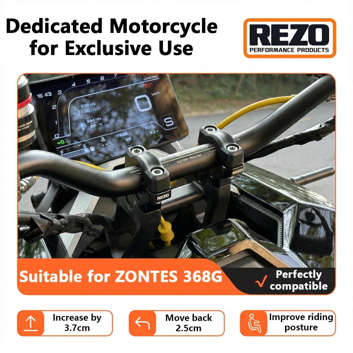 Motorcycle Aluminum Handlebar Riser Block Extension Increase Height and Shift Backward to Improve Riding Posture for ZONTES 368G