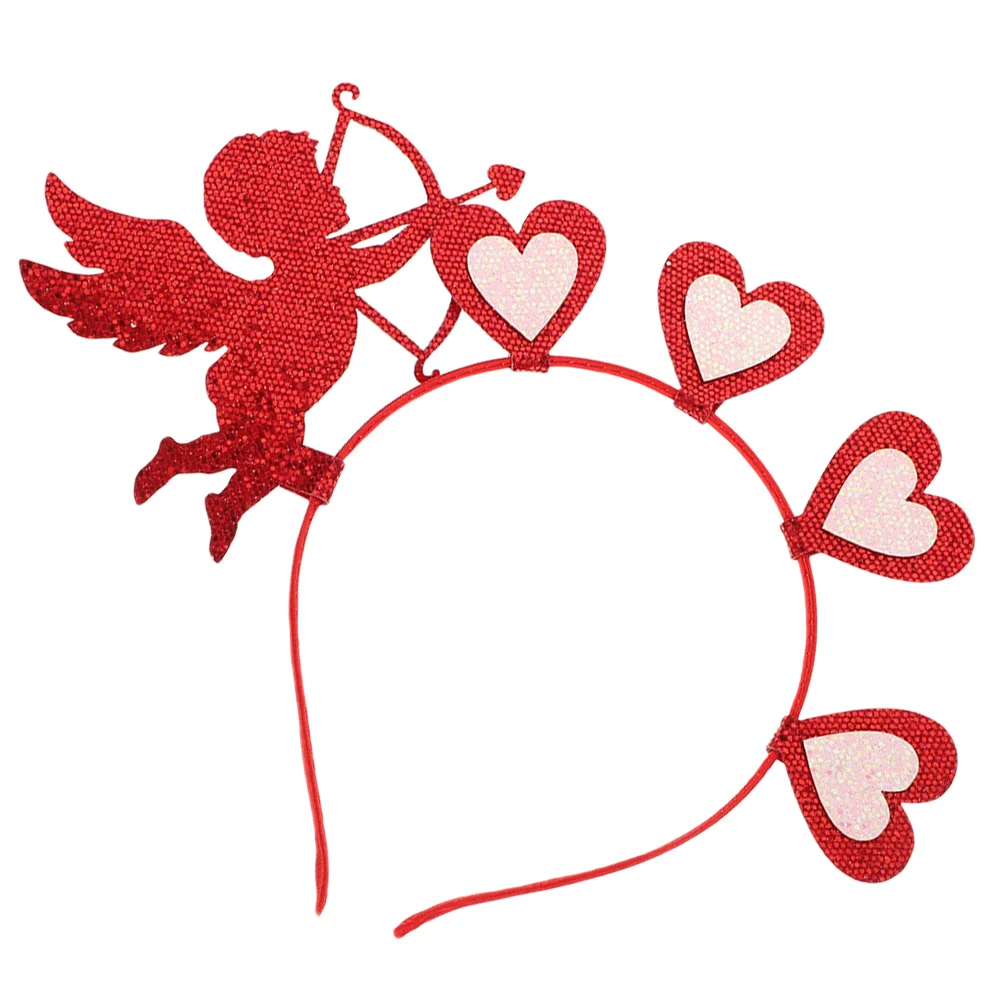 Rode hartvormige hoofdband Dames Valentijnsdag Feestaccessoires Verstelbare maat Glitter Vilt Materiaal Foto Prop Verjaardag