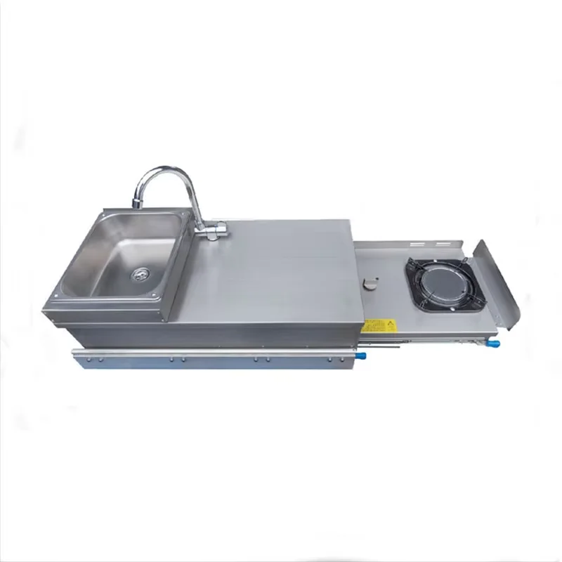 TYTXRV Caravan Accessories RV Pull-Out Sink With Gas Stove 304 Stainless Steel Integrated Cooktop