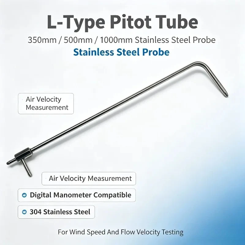 TPL Series L Shape Pitot Tube 350mm 500mm Wind Speed Measuring Probe Air Flow Velocity Test Pitot Tube Sensor
