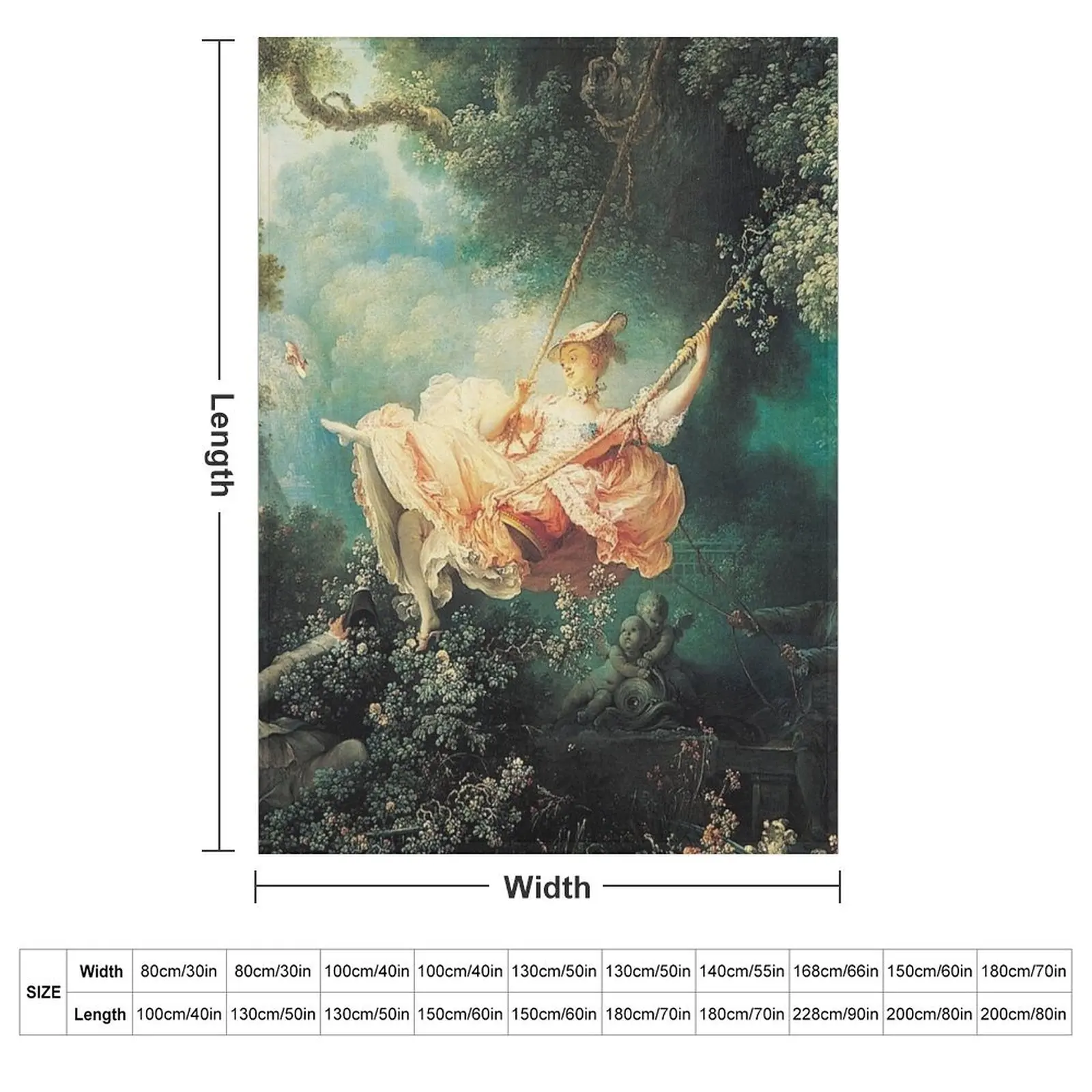 HD. The Swing, by Jean Honor?? Fragonard HIGH DEFINITION Throw Blanket Fashion Sofas Heavy Camping Picnic Multi-Purpose Blankets