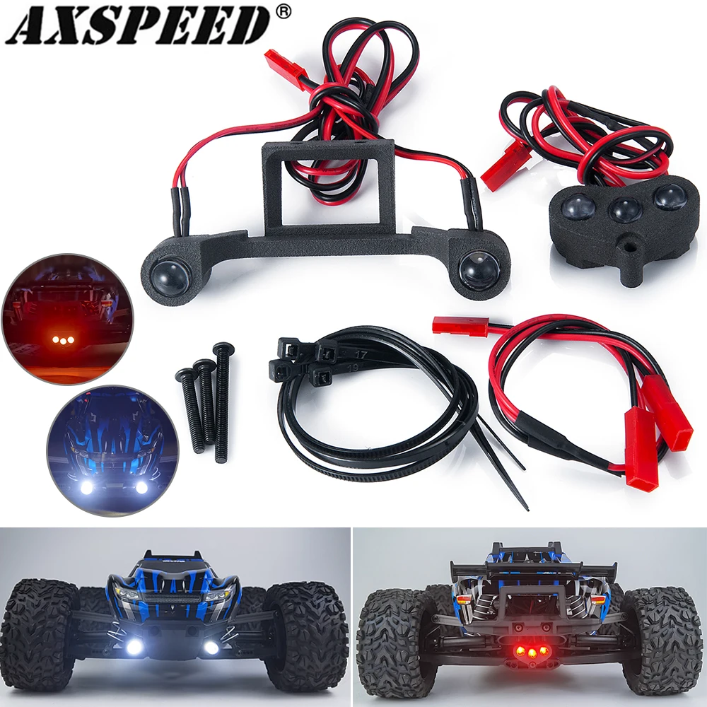 AXSPEED フロントとリア LED ライト ランプバー スポットライト 1/10 ラスタラー 4X4 VXL XL-5 RC クローラーカー アップグレードパーツ用