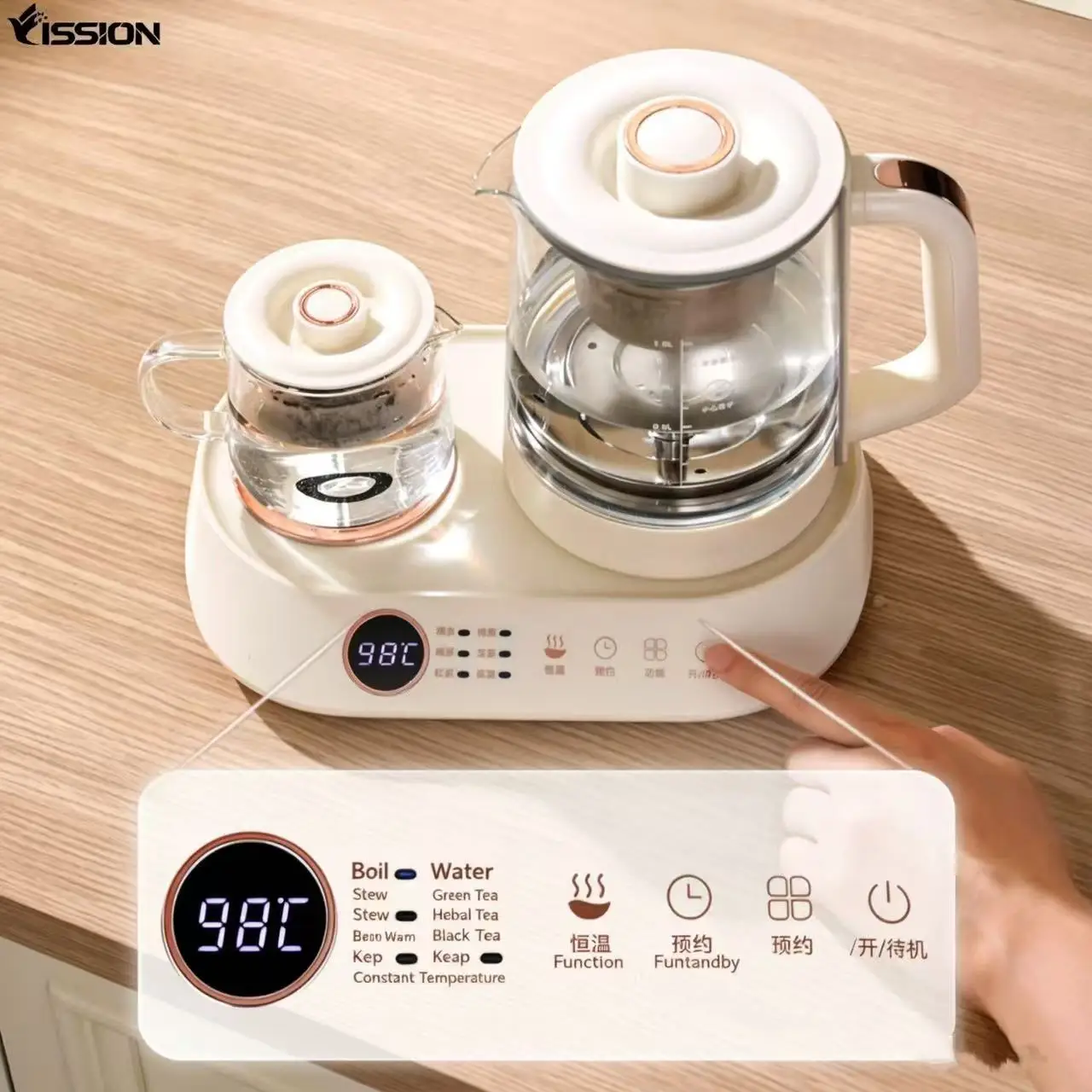Glass Cordless Electric Kettle with Class a Energy Efficiency 1L Capacity for Home & Office Use