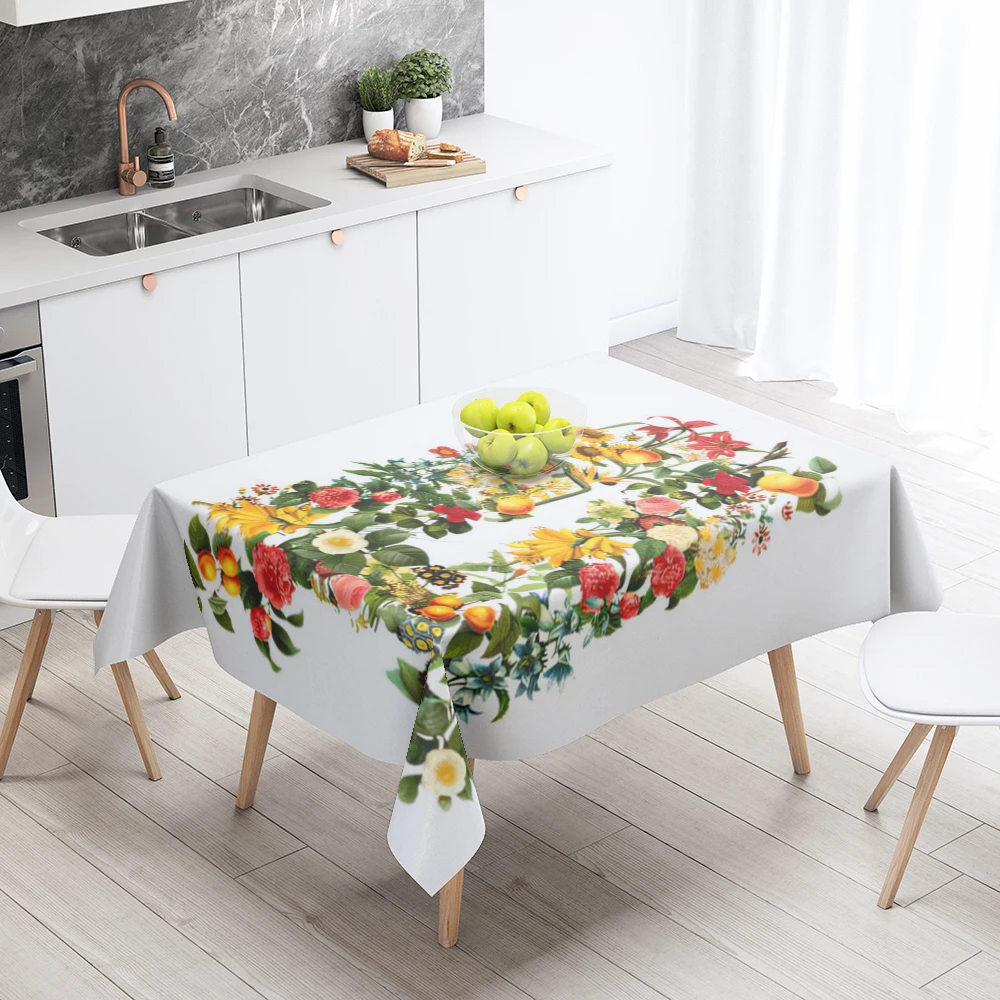 Home tablecloths dining decoration and rectangular table accessories waterproof cloth Anti-stain restaurant Nordic plant flower