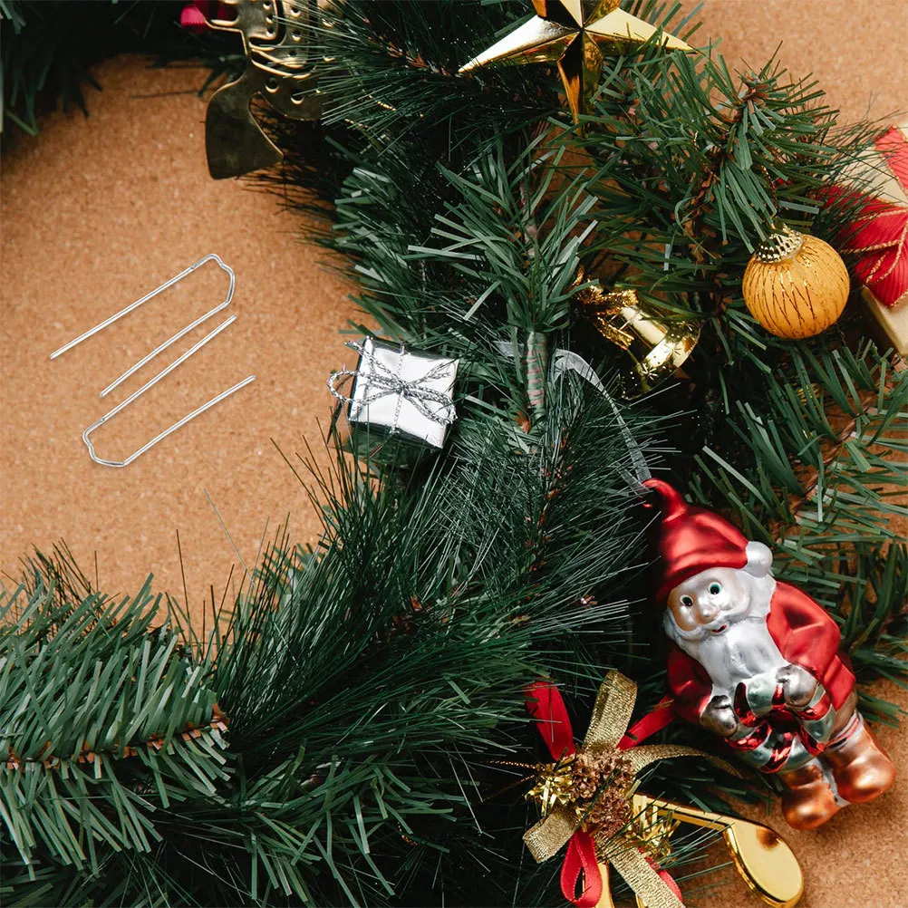 

150pcs Floral Picks For Foam M Shaped Galvanized Pins Heavy Duty Plant Stakes Wreath Making Garden Landscaping Craft Floral