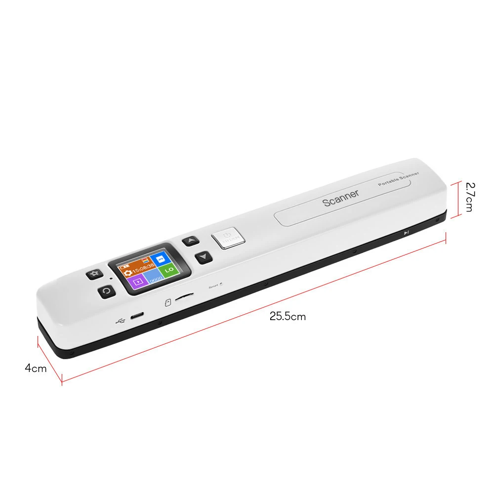 Wifi 1050DPI High Speed Portable Wand Document & Images Scanner A4 Size JPG/PDF Formate LCD Display for Business Reciepts Books