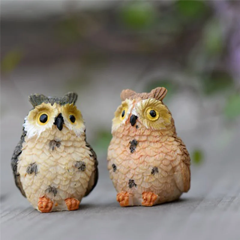 A59E-16 個ミニチュア夜フクロウ置物妖精の庭ミニ動物像おもちゃ苔テラリウム装飾樹脂マイクロ風景ポット用