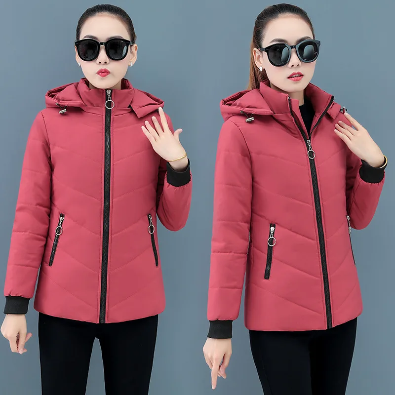 2023 New Women Add Velvet Cotton Jacket Female Winter Fleece Warm Hood Fashion Coat Ladies Down Padded Jackets M- 5XL Coat