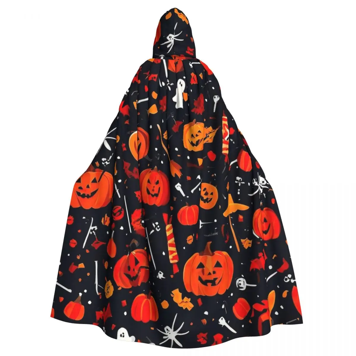 Ghosts And Pumpkins Unique Cosplay Cloak Halloween Spooky Design Hooded Cape for Aldult