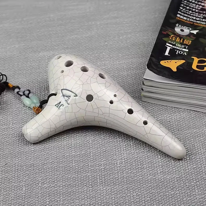 12-Hole Ocarina Alto C Key Crackle Hand-Painted Glaze Twelve-Hole AC Key Extended Professional Beginner