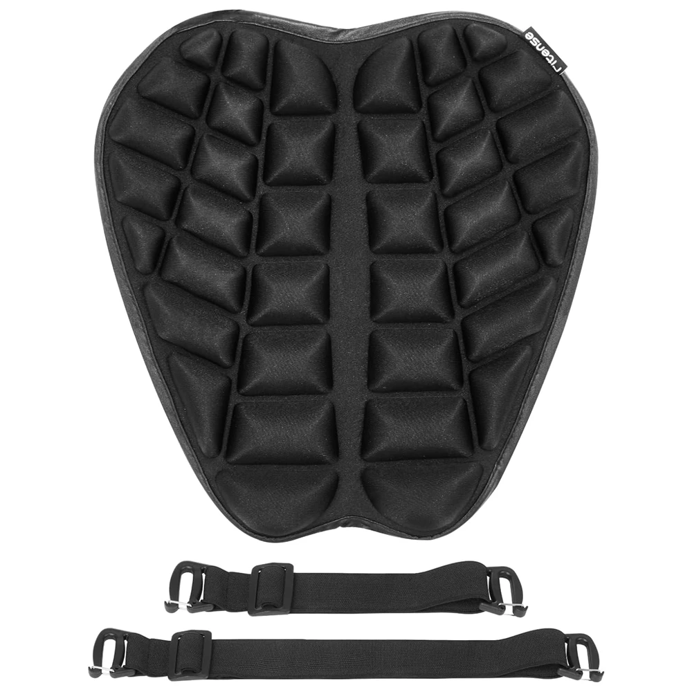 

13.9x15.3in Motorcycle Seat Cushion with 3D Shock Absorption & Waterproof BSR Lycra - Dual Non-Slip Gel + Elastic Straps