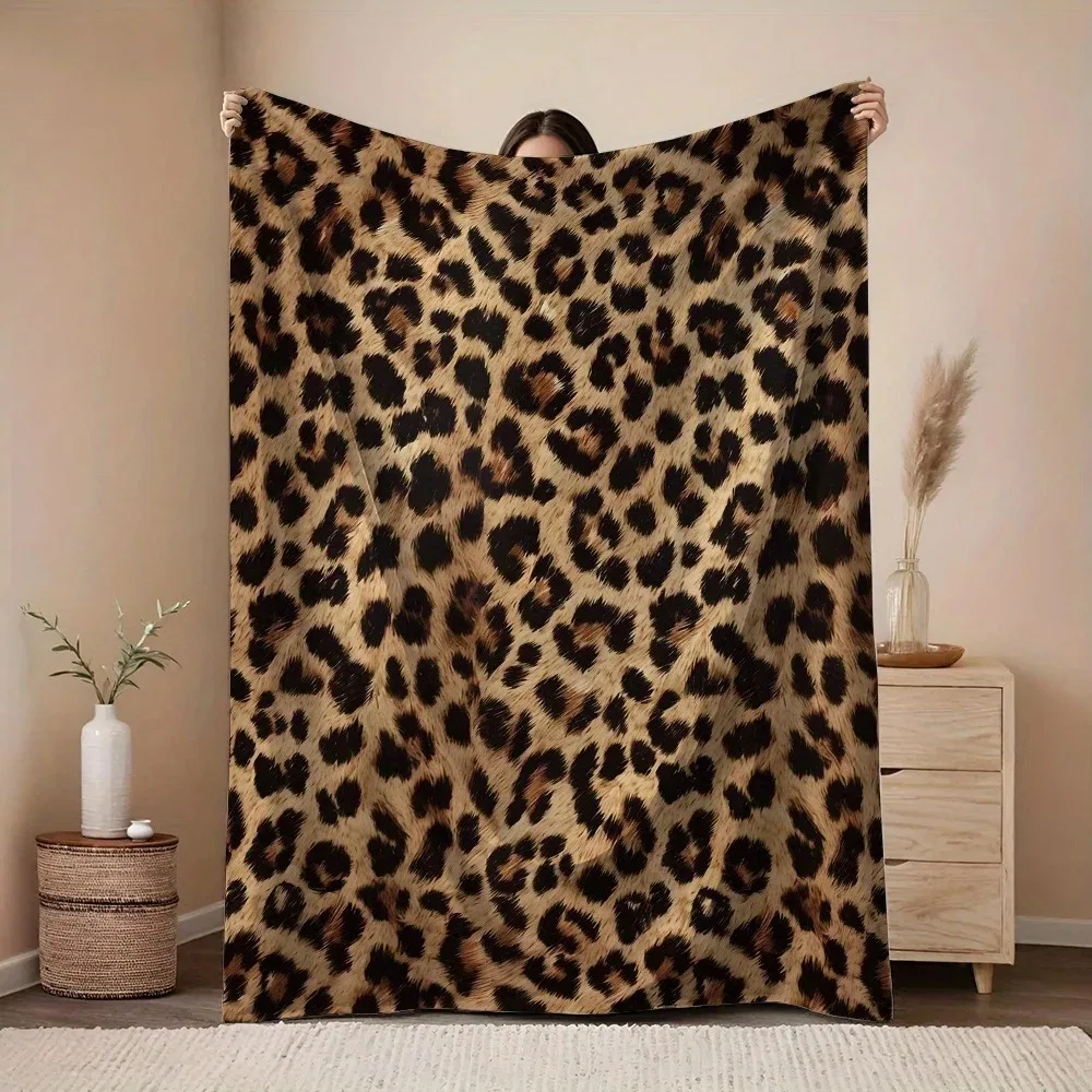 

Плед из фланели с леопардовым принтом - мягкий, теплый, всесезонный для спальни, гостиной, дивана - современный, легкий, плюшевый