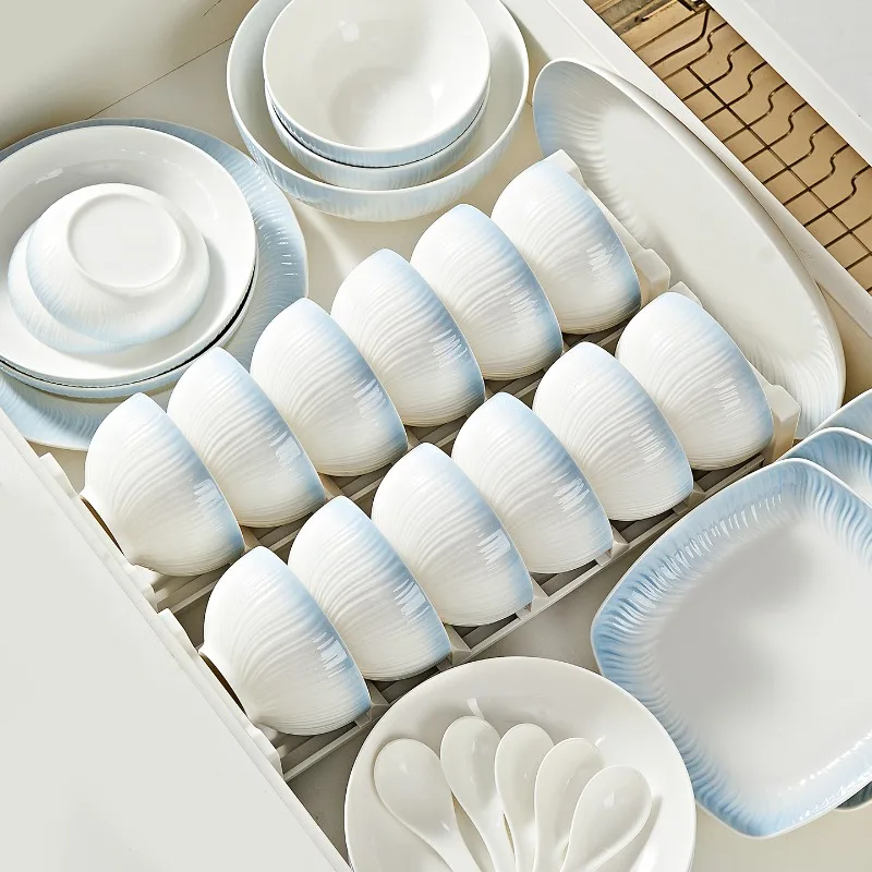 

2025 New Ombre Blue Underglaze Color Minimalist Ceramic Tableware Set Complete Dining Collection for Modern Home Use