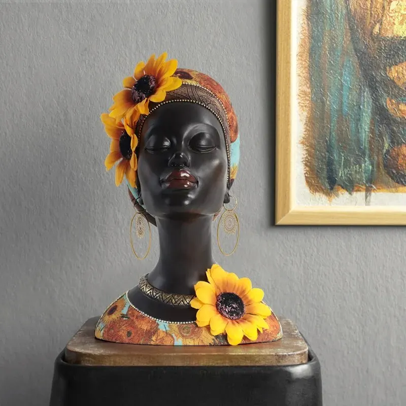 Sculture di arte africana Statue di donne africane moderne decorazioni per la stanza, resina, statua, adatte per l\'arredamento dell\'ingresso del