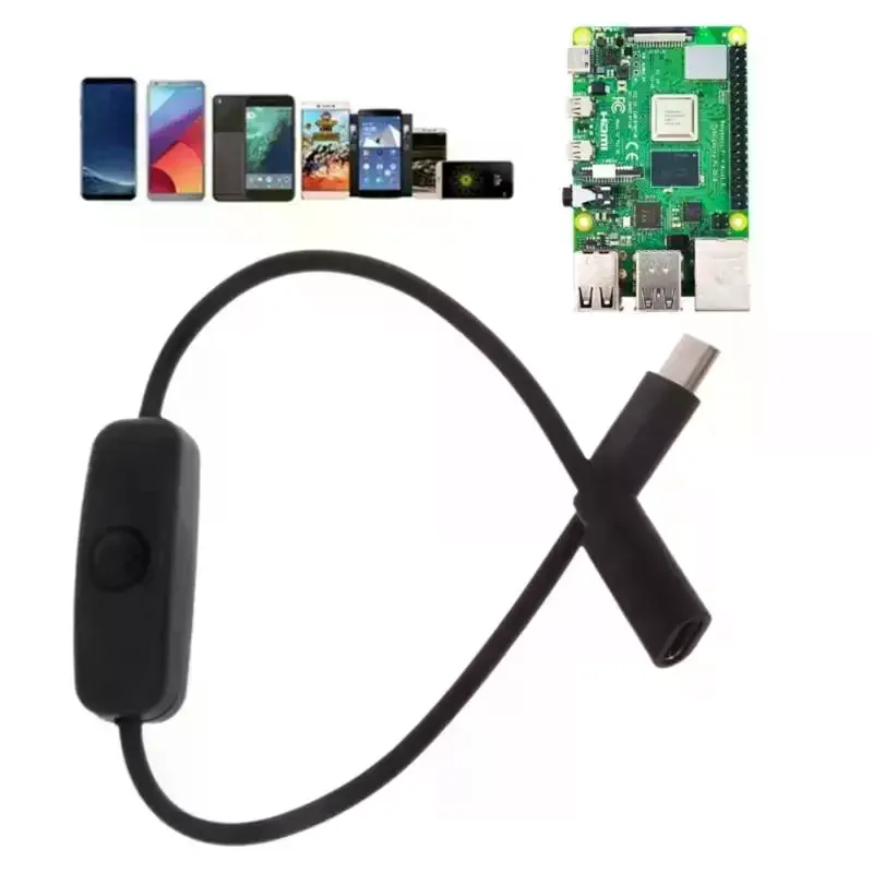 

1 шт., 4 А, сильноточный удлинительный кабель USB-C «папа-мама» с включением и выключением, шнур питания типа C 5 В для мобильного телефона, планшета