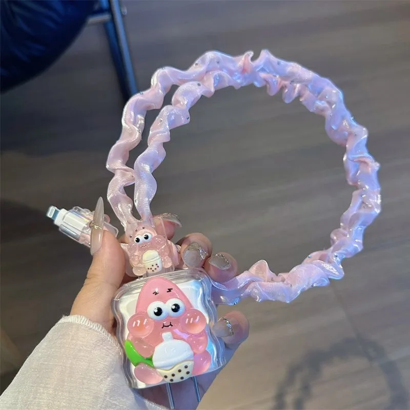 

AndWobble pleated chiffon fabric Cable Charger Protector Cover for Apple 18w 25w Mobile Phone Data Cable Protective Case