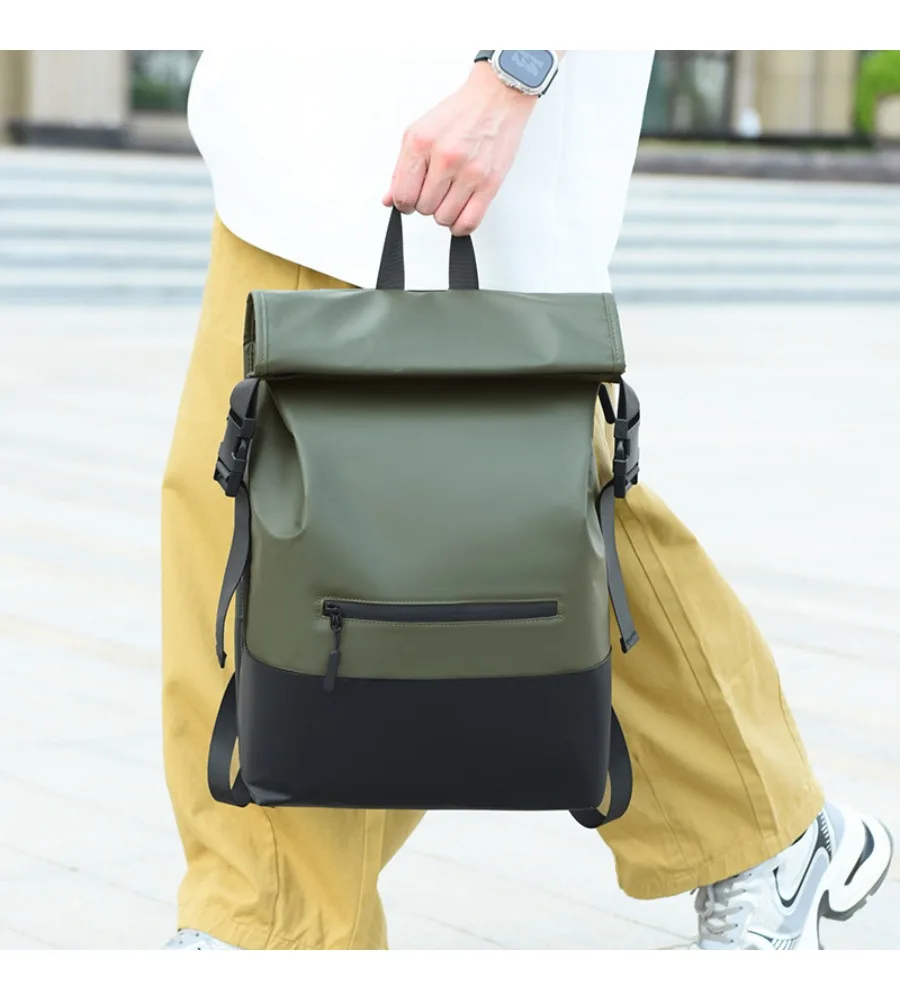 College student schoolbag simple commute computer backpack travel backpack trendy fashion folding roll