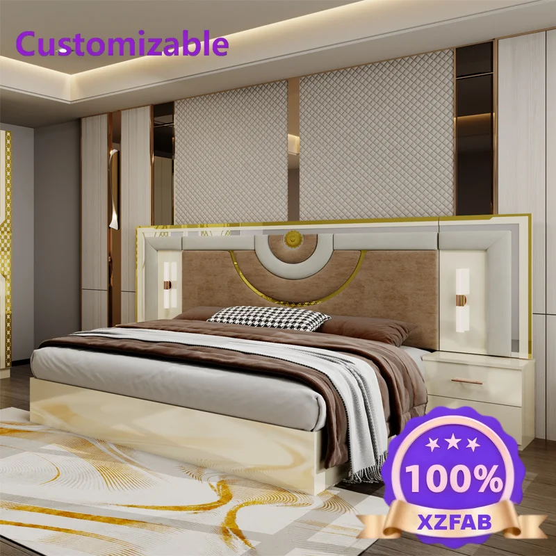 Factory Direct 2026 Adult Bedroom Set Modern King Bed Double Room Wooden Frame Full Luxury Bedroom Furniture Set