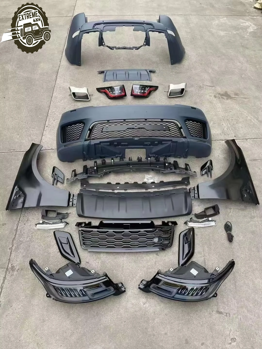 Car Body Kit Upgrade Bumper Front Rear Lip Engine Hood LED Headlights Front Face Bodykit